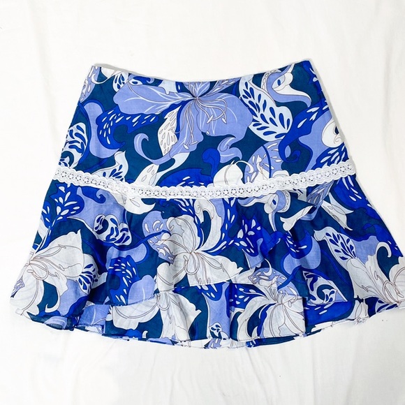 Tibi Skirt 4 Blue White Ruffle Layered Floral - Picture 6 of 7